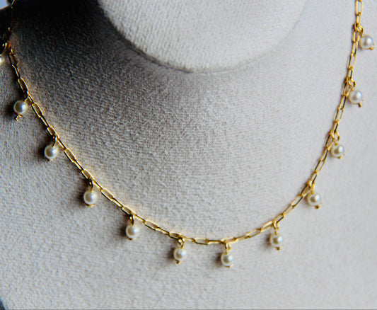 Pearl Drop Choker - Gold Filled