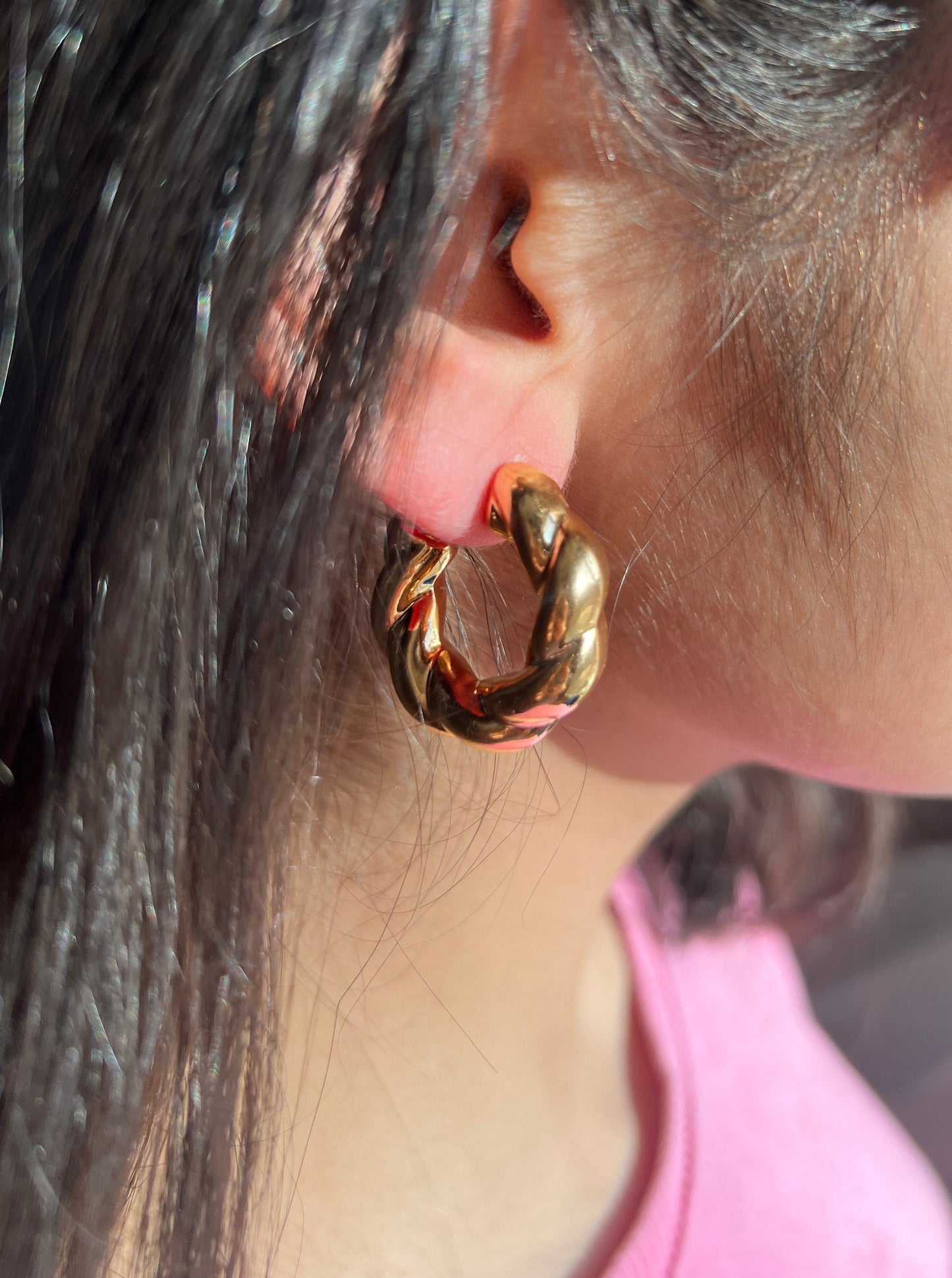 Half Chunky Hoops Gold Filled
