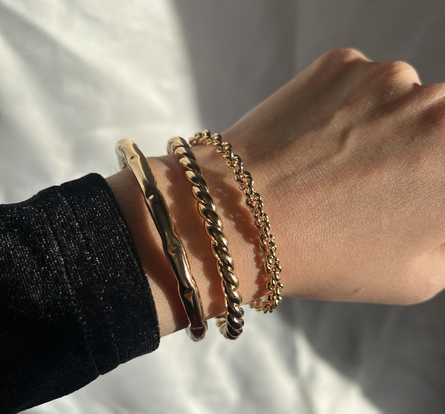 Rope Open Bangle -Gold Filled