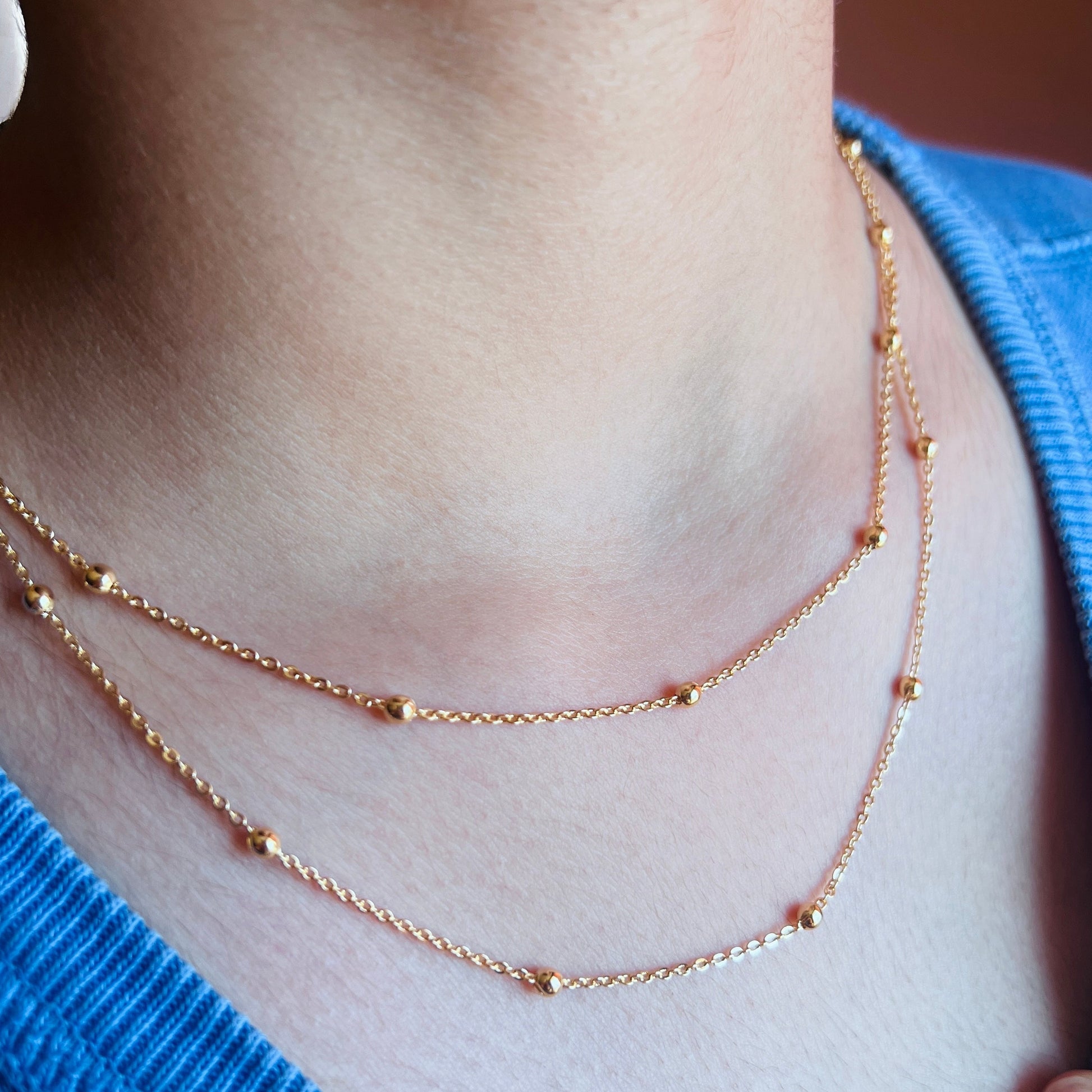 gold filled jewelry necklace dainty double layer chain necklace