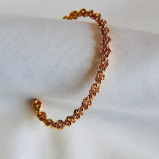 Rope Open Bangle -Gold Filled