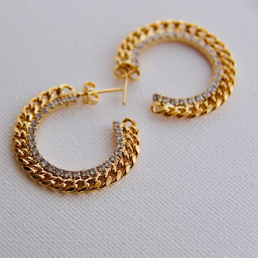 gold filled zircon hoops zircon earrings