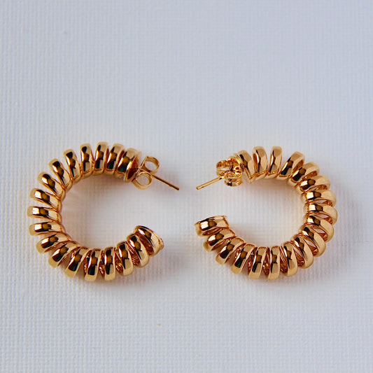 Gold filled Coil hoops earrings front view