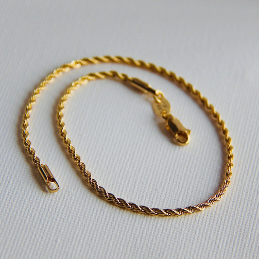 Gold Filled Rope Anklet - gold rope anklet - antitarnish anklet