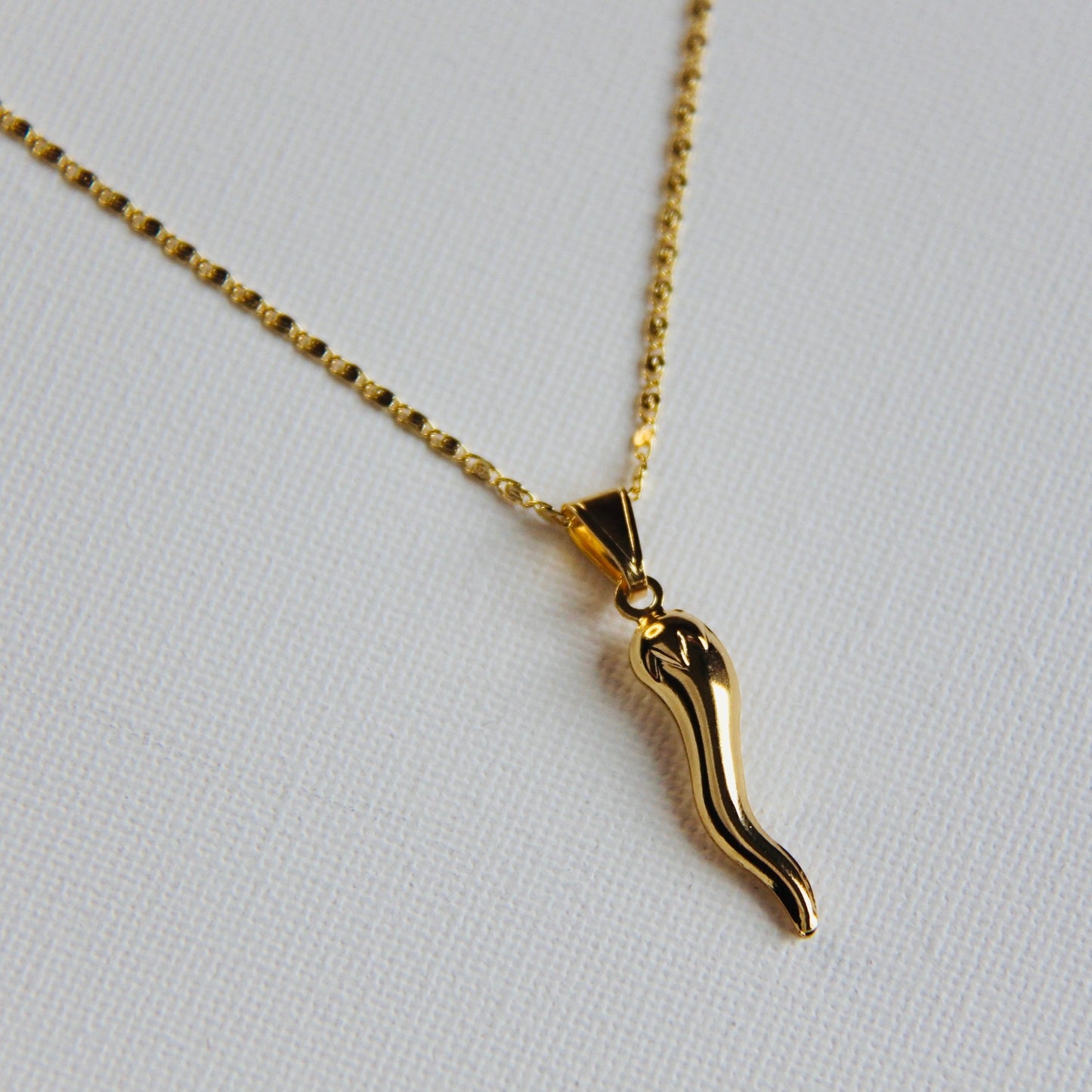 chilli charm chain necklace in gold filled