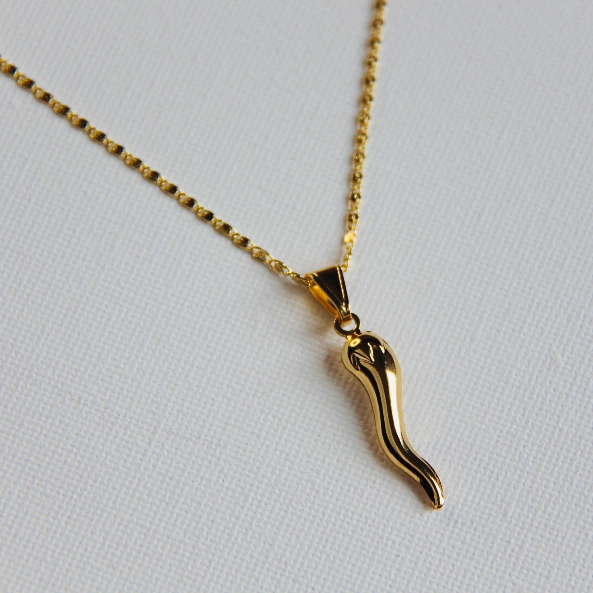 chilli charm chain necklace in gold filled