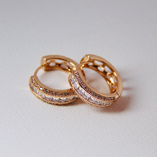 zircon huggies in gold filled 18K