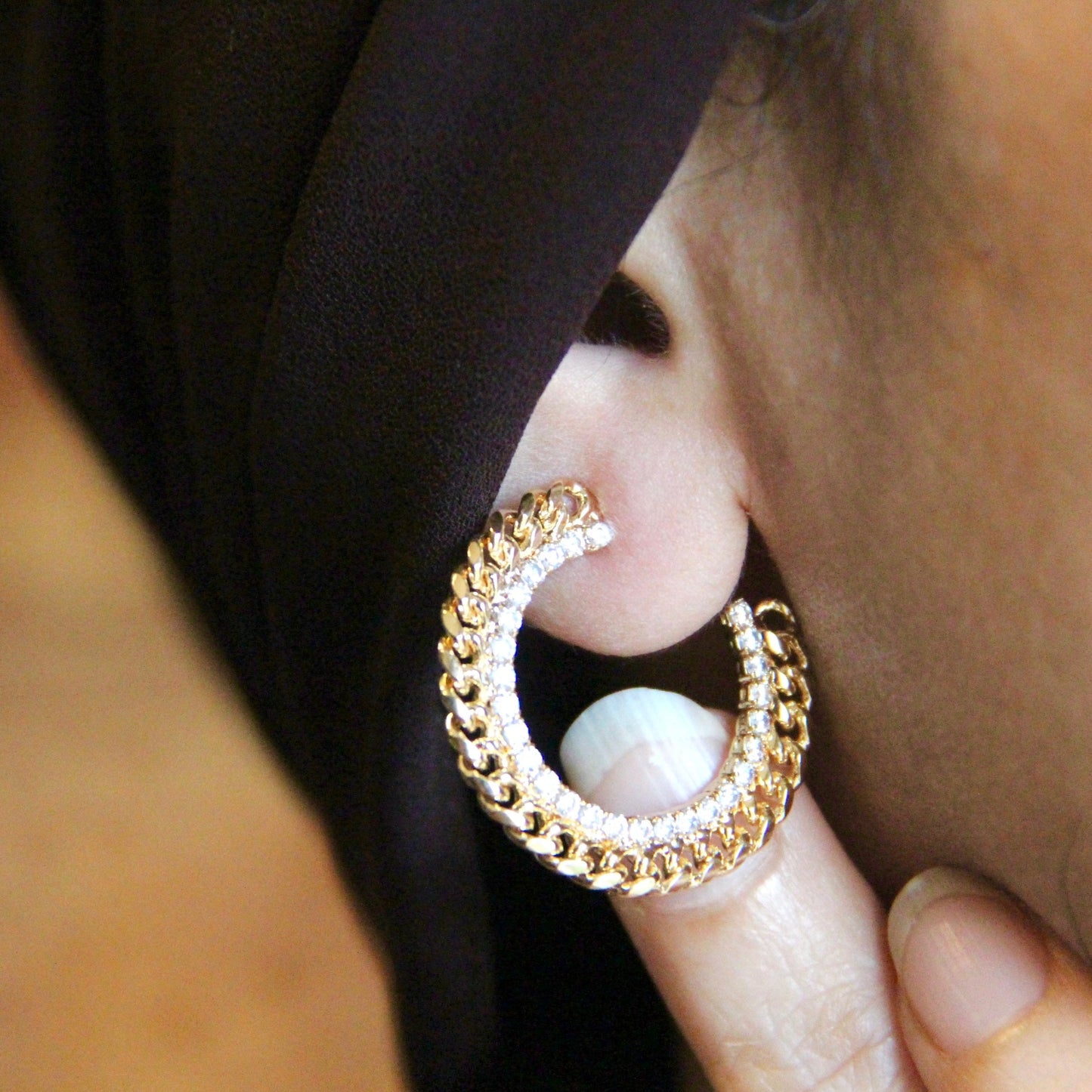 Zircon Half Hoops Gold Filled