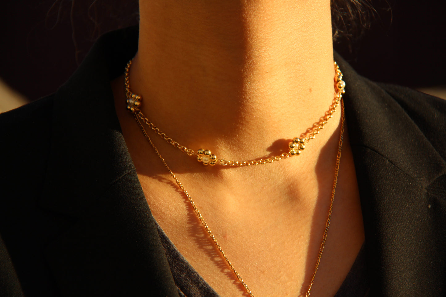 Flower Choker- Gold Filled 16"