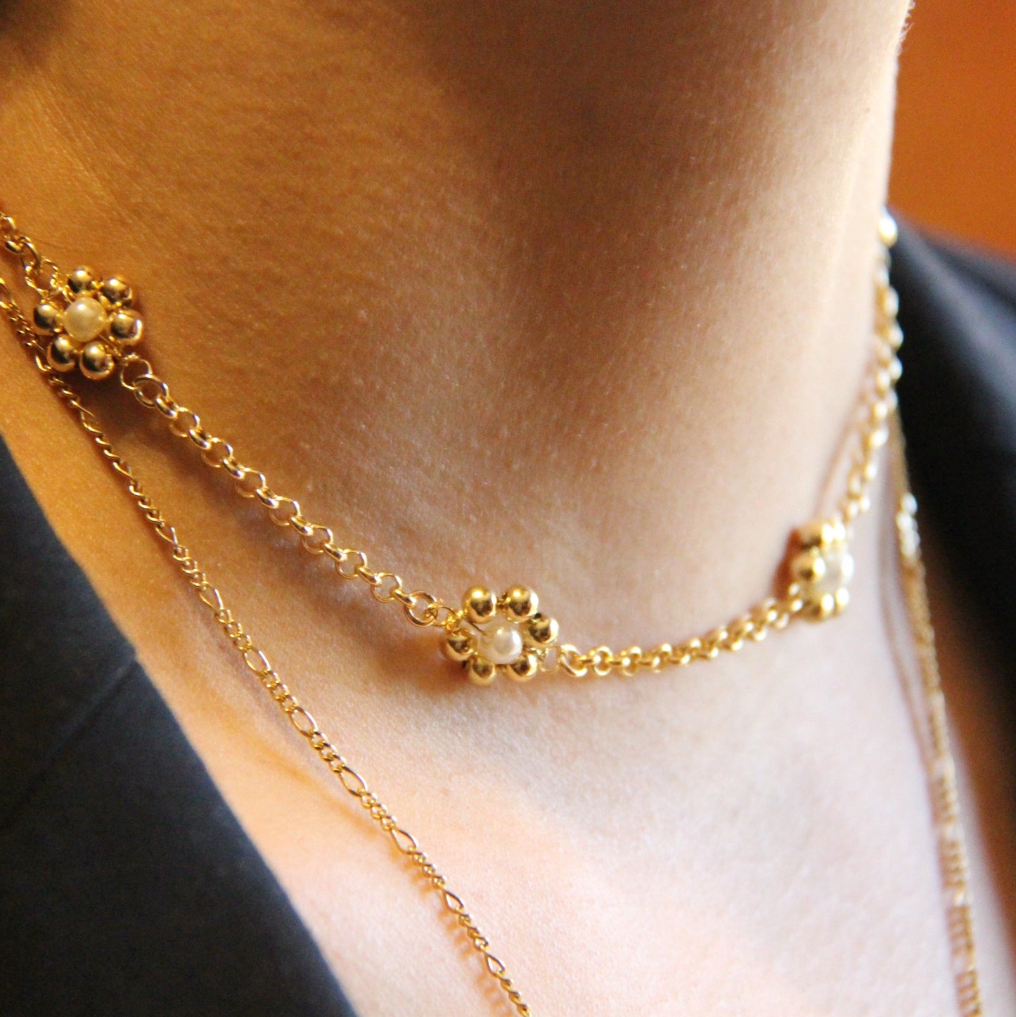 flower choker in gold filled