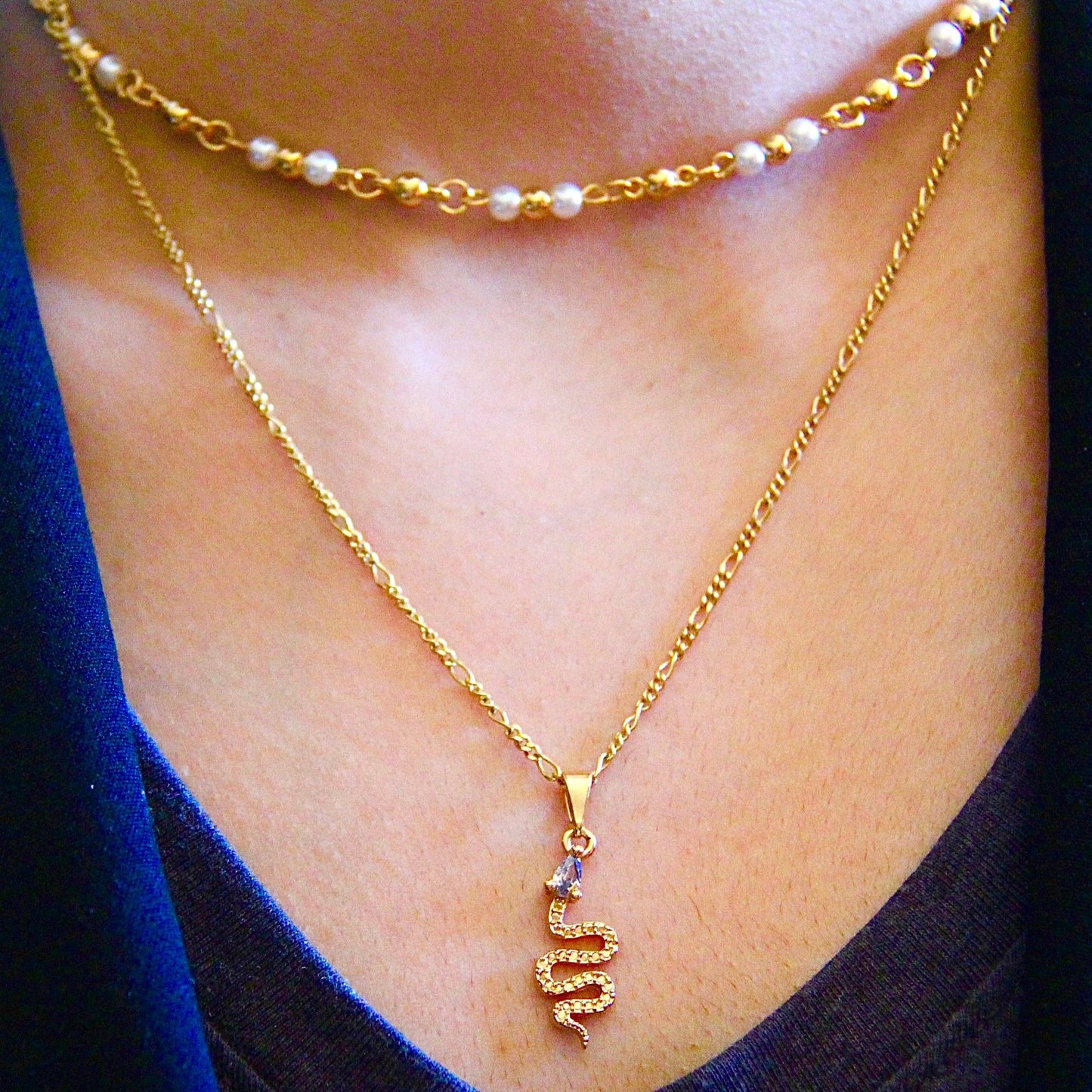 Snake Figaro Chain 18" Gold Filled