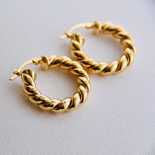 twisted gold filled hoops in small size