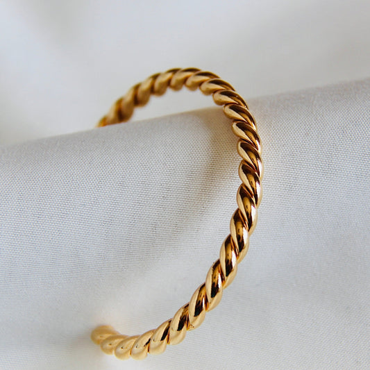 Twisted Open Bangle- Gold Fillled
