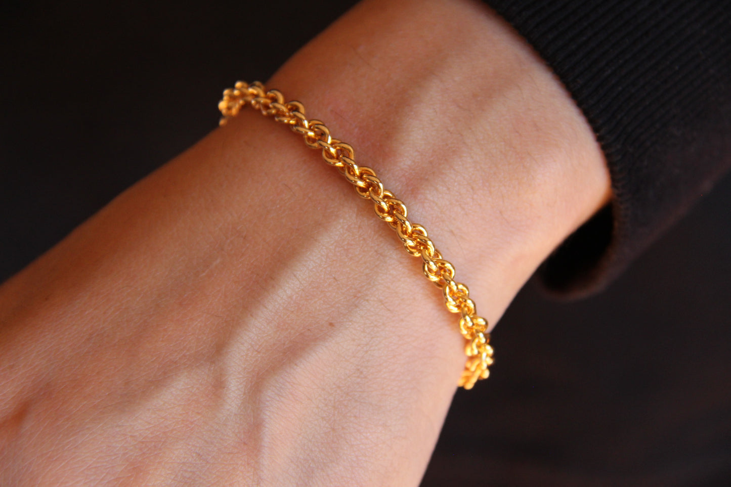 Rope Open Bangle -Gold Filled