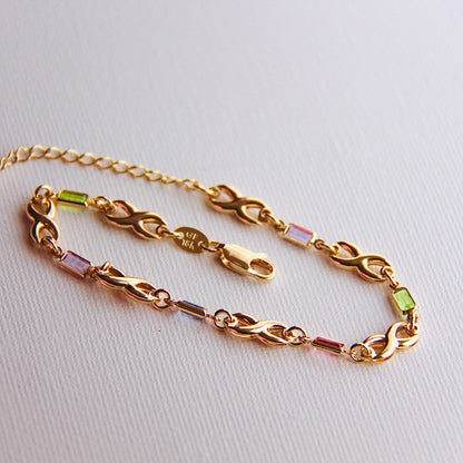 gold filled crystal infinity bracelet