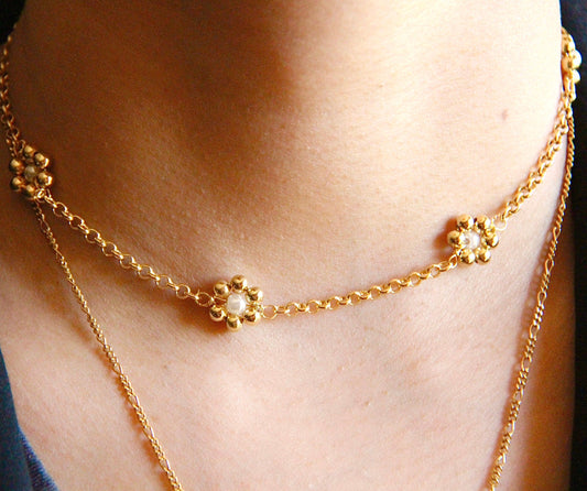 gold filled flower choker necklace