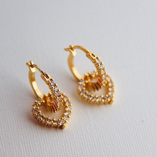 (DROP)Heart Hoops - Gold Filled