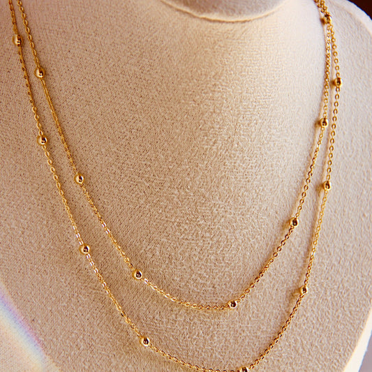 gold filled dainty double layer necklace